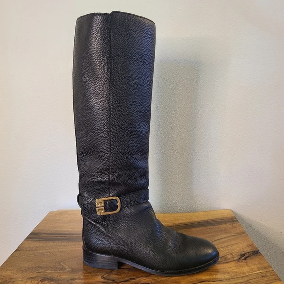 Tory Burch Brook Black Tumbled Leather Knee Boot - Picture 7 of 12